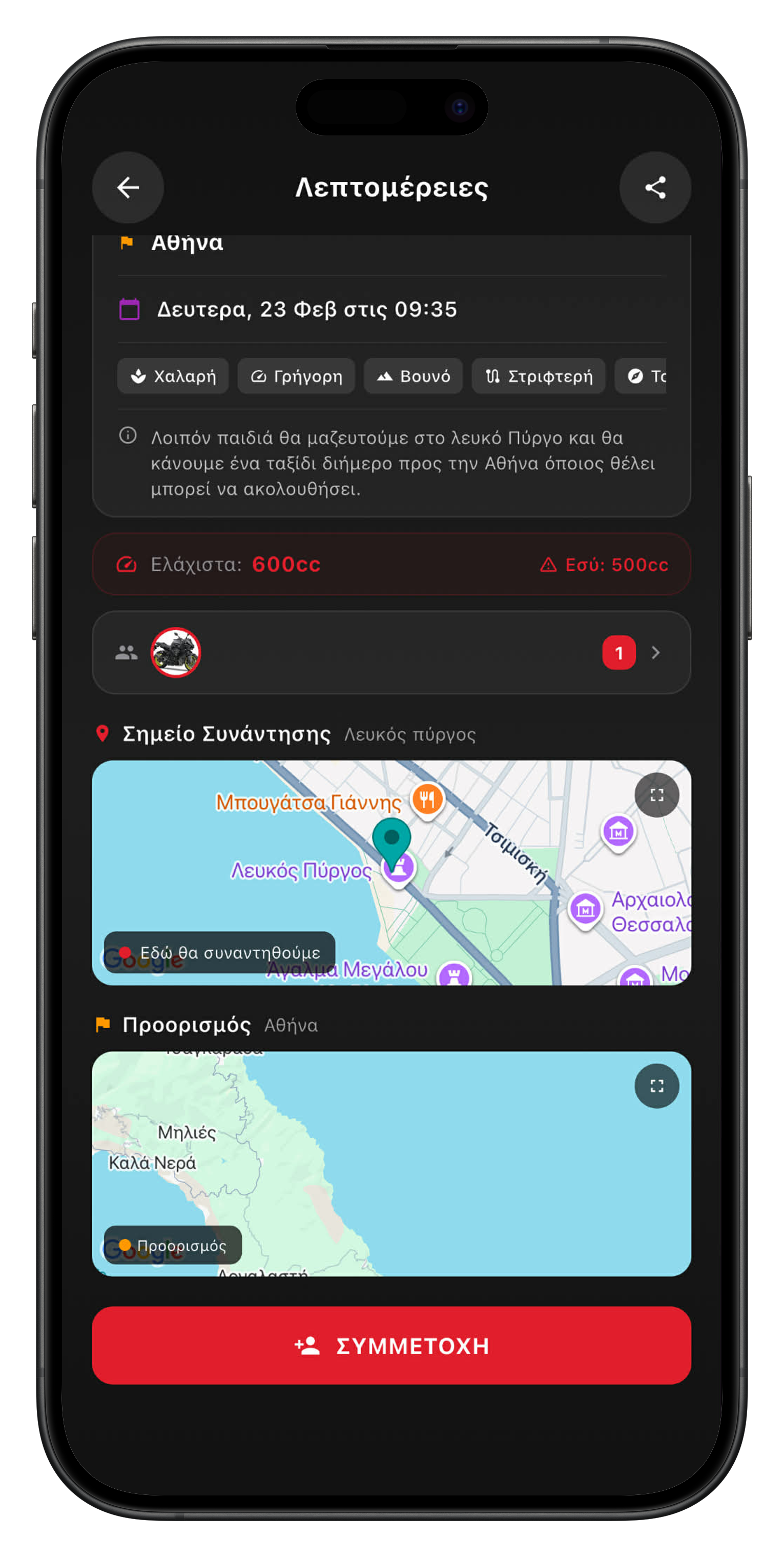 Συμμετοχή σε Βόλτα